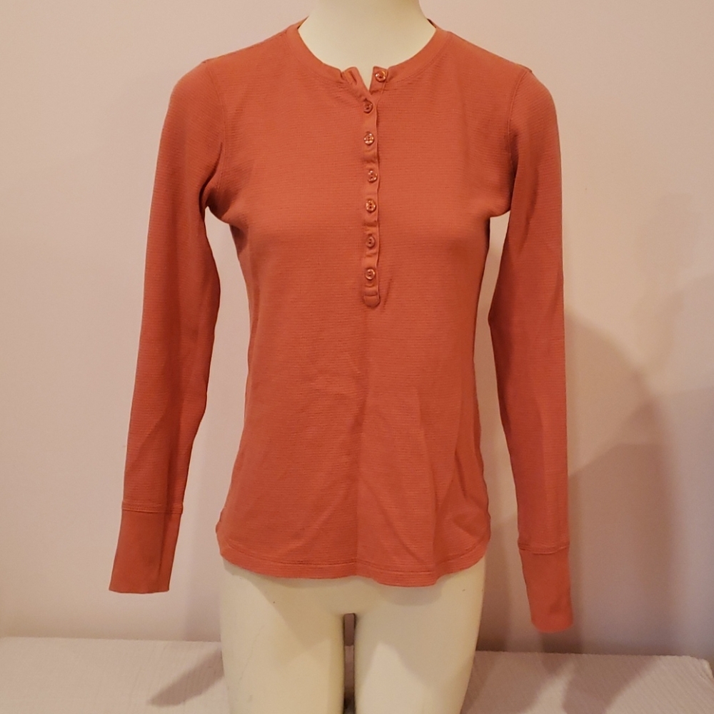 LL Bean Orange Waffle Knit Tee